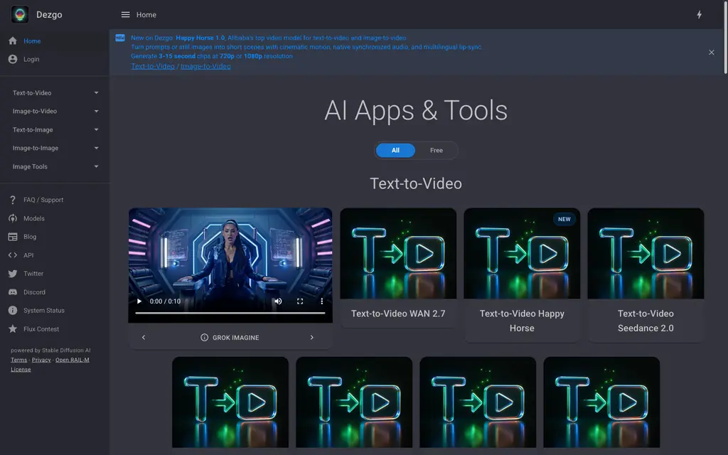 dezgo interface screenshot