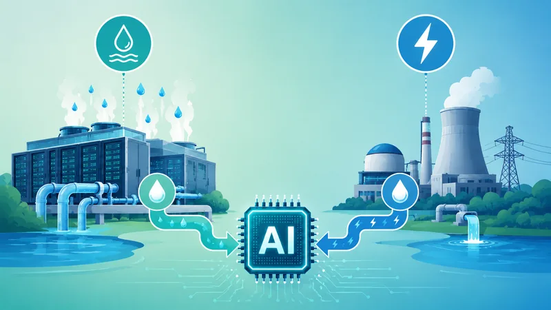 Diagram showing AI water use split between direct data center cooling and indirect electricity generation