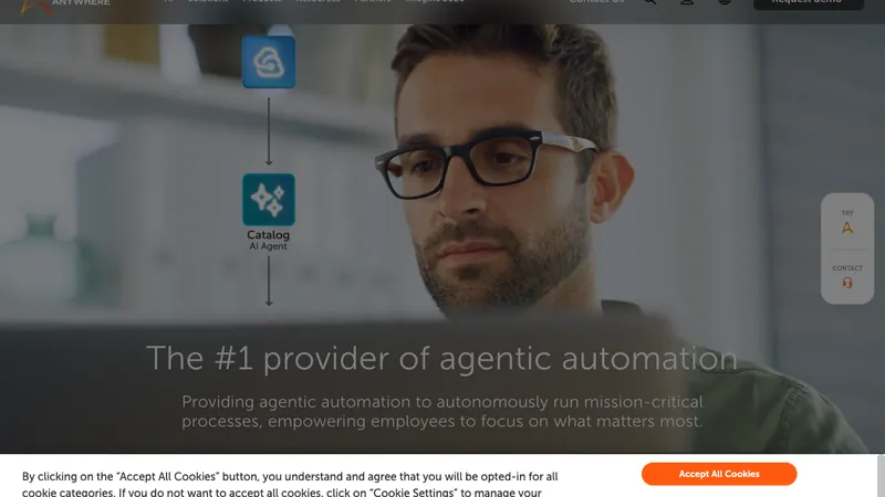 Automation Anywhere website homepage screenshot