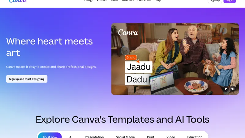 Canva website homepage screenshot