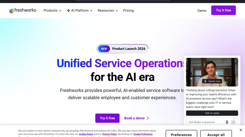 Freshworks website homepage screenshot