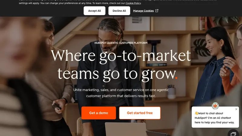 HubSpot website homepage screenshot