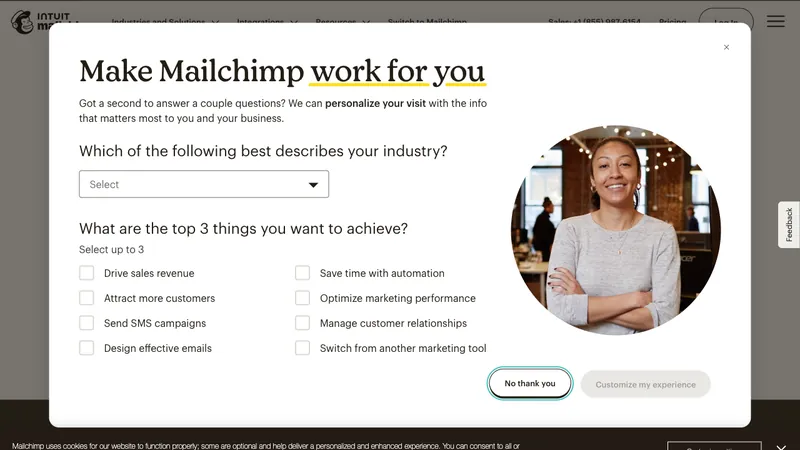 Mailchimp website homepage screenshot