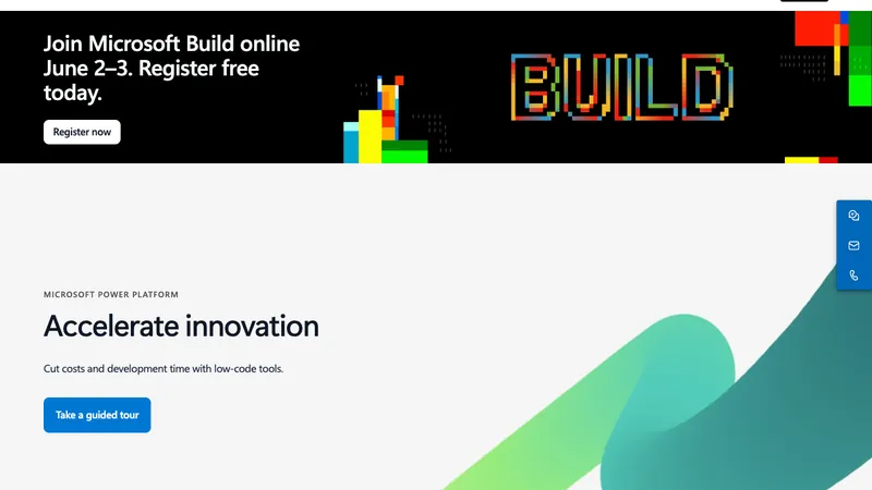 Microsoft Power Platform website homepage screenshot