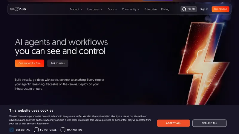 n8n website homepage screenshot