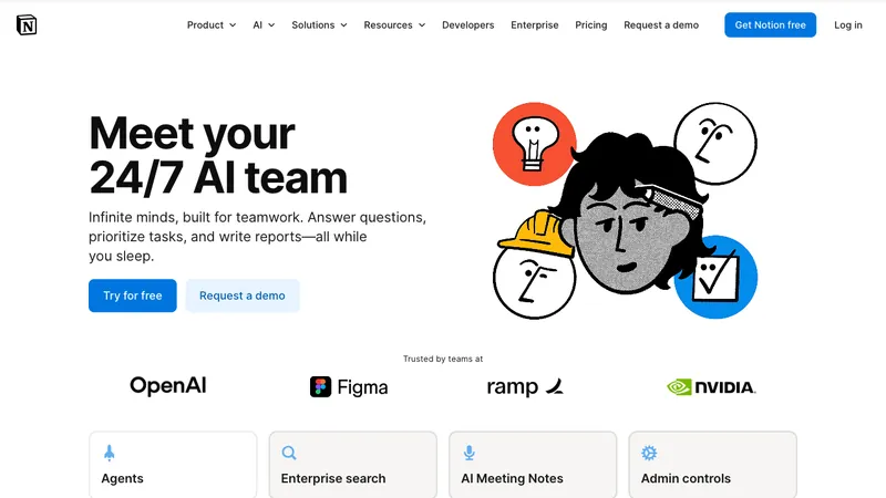 Notion AI website homepage screenshot