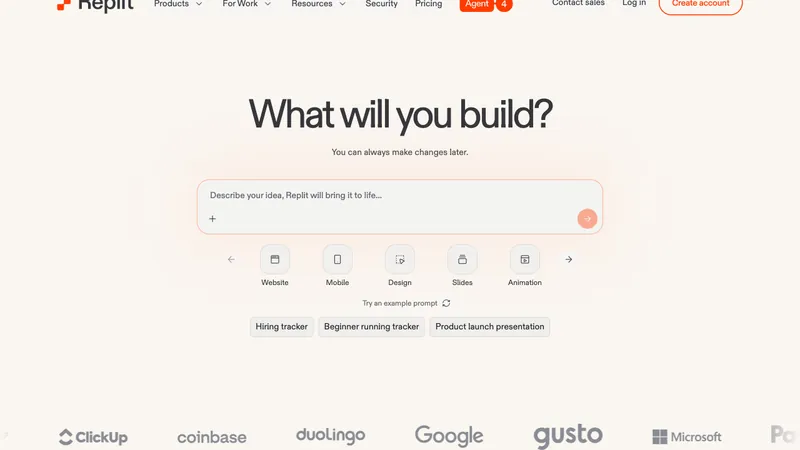 Replit website homepage screenshot