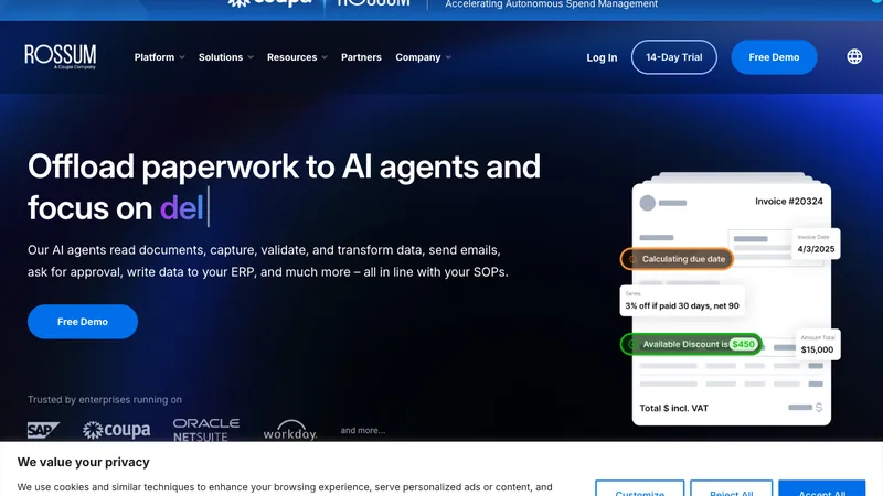 Rossum website homepage screenshot