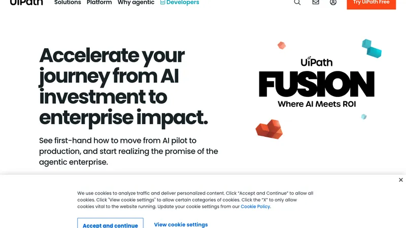 UiPath website homepage screenshot
