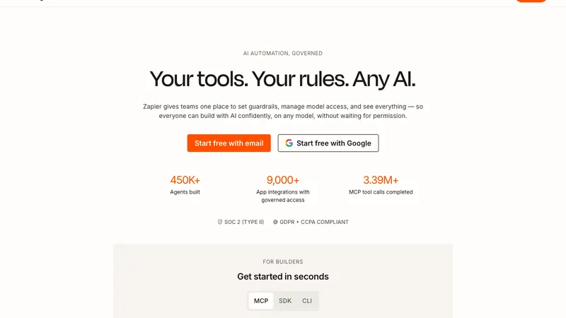 Zapier website homepage screenshot