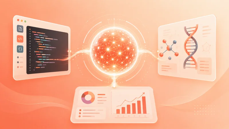 Futuristic visualization of Anthropic's Claude Fable 5 powering coding, science, and analysis
