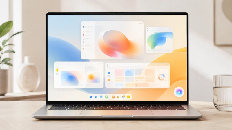 AluminiumOS desktop interface with Gemini and multi-window Android apps