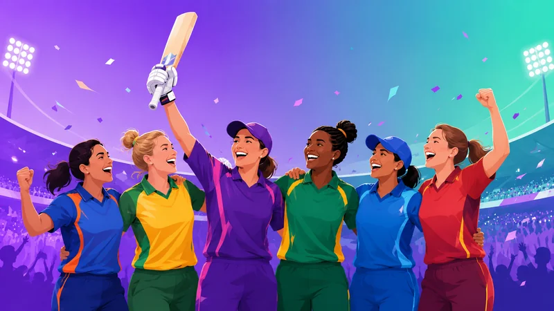 Women cricketers from competing nations celebrating at the T20 World Cup 2026