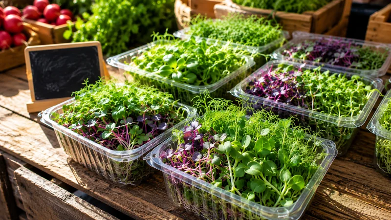 Packaged microgreens ready for delivery