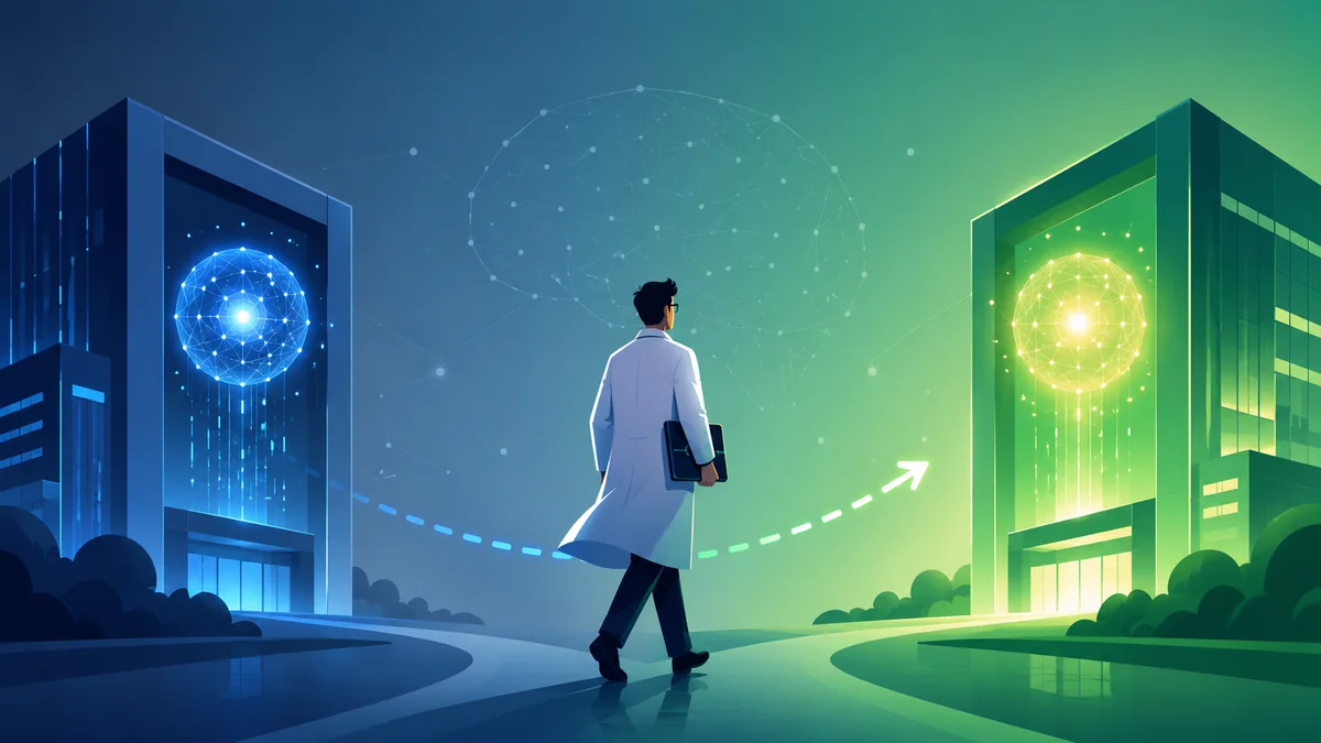 A star AI researcher moving from Google to OpenAI — concept of an AI talent war