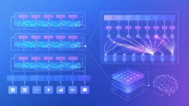Illustration of the Transformer neural network architecture powering modern AI models