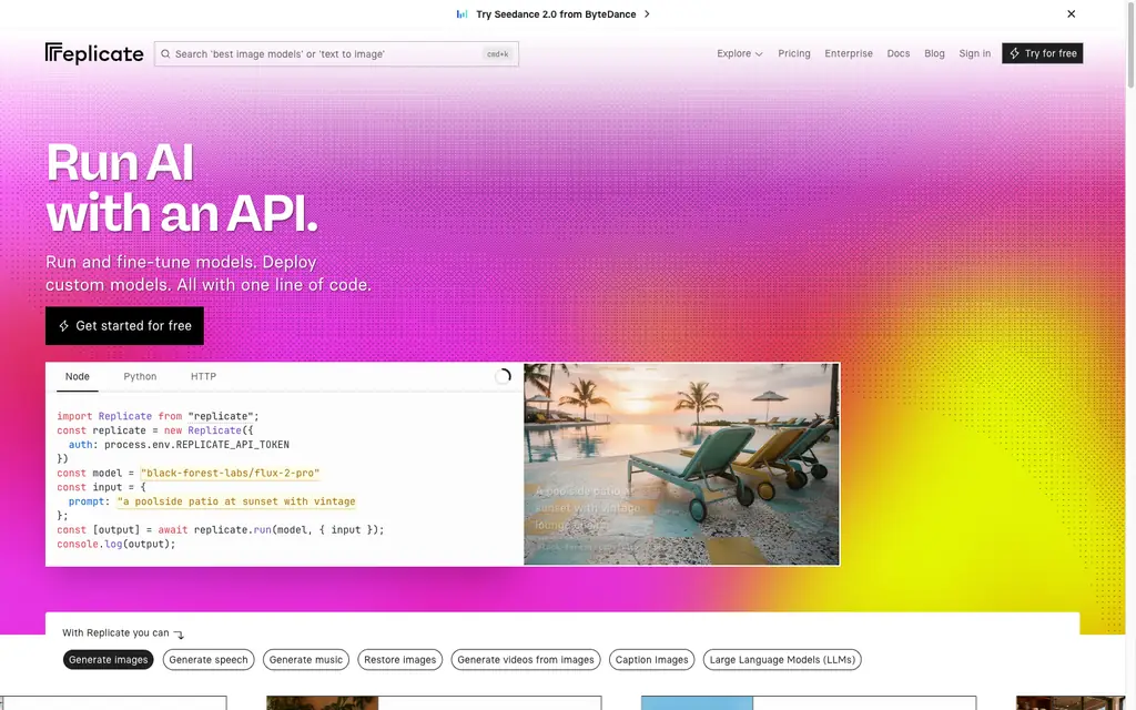 replicate interface screenshot
