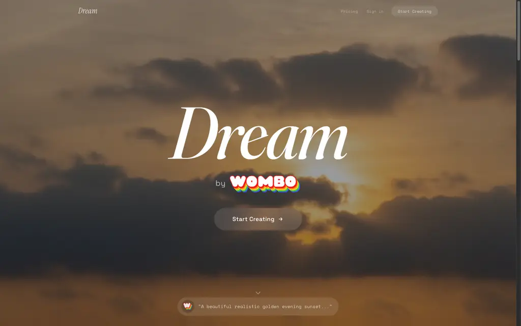 wombo dream interface screenshot