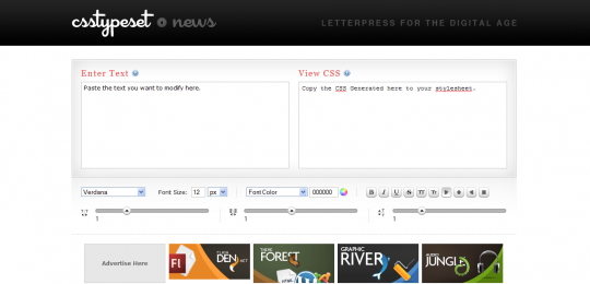 csstypeset Online CSS Editors