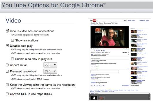 YouTube Options for Google Chrome™
