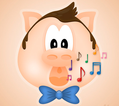 singing pig 35 (More) Adobe Illustrator Cartoon Character Tutorials