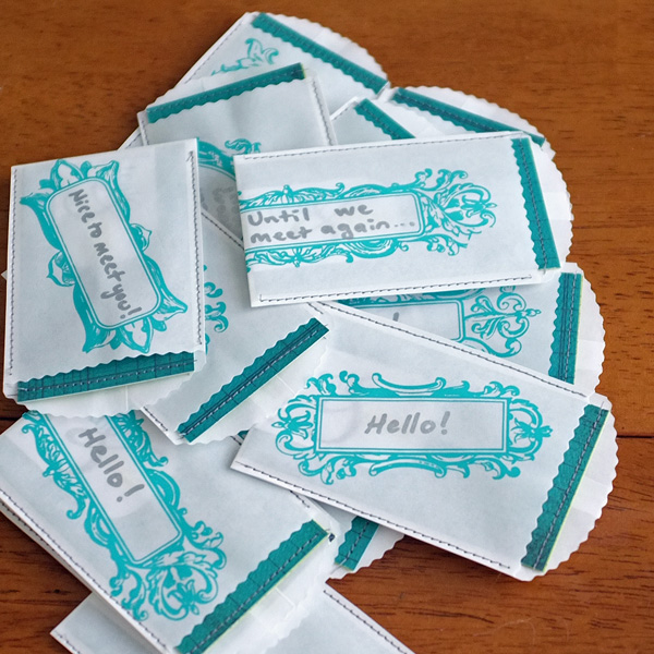 machine stitched visiting cards
