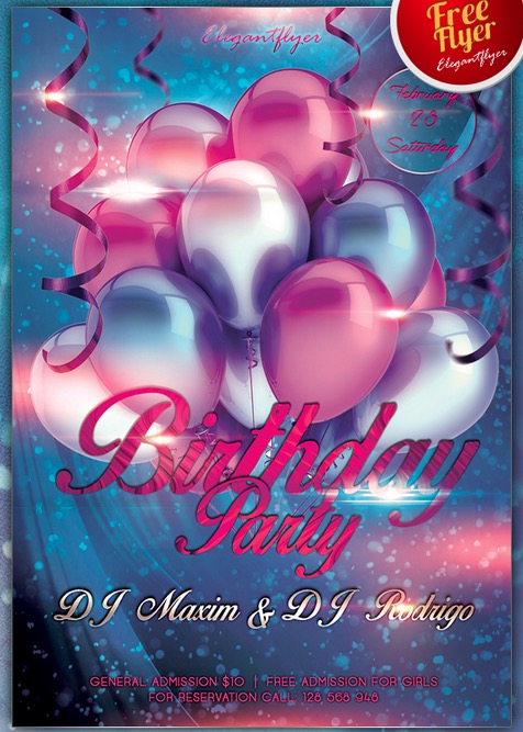 Birthday Party – Club and Party Free Flyer PSD Template
