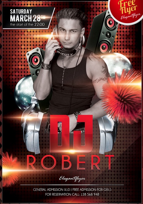 Dj Robert – Club and Party Free Flyer PSD Template