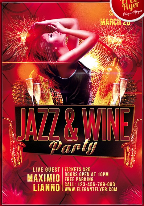 Jazz & Wine Party – Club and Party Free Flyer PSD Template