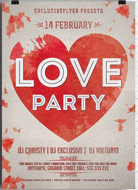 Love Party – Free Flyer Template