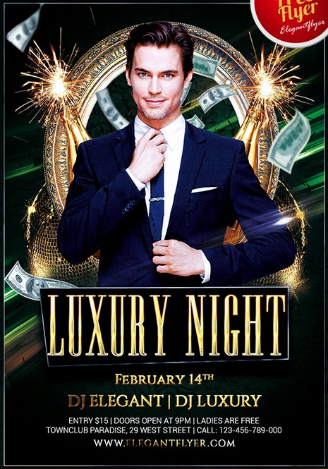 Luxury Night – Club and Party Free Flyer PSD Template
