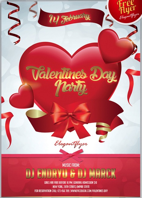 Valentines Day Party – Club and Party Free Flyer PSD Template