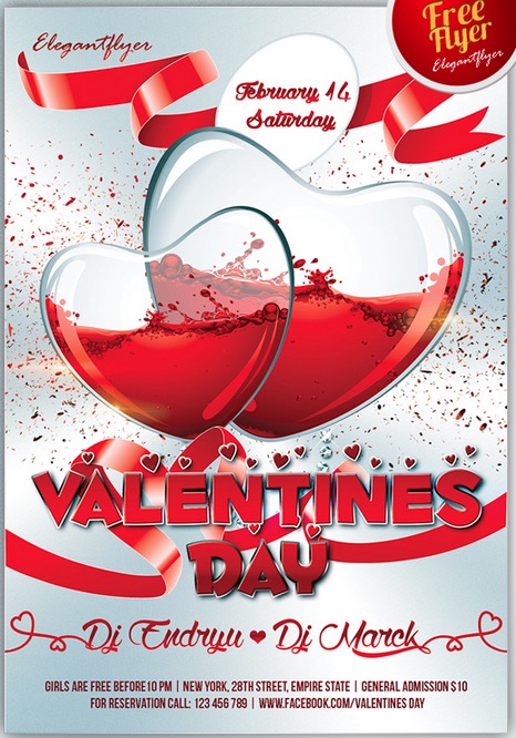 Valentines Day – Club and Party Free Flyer PSD Template