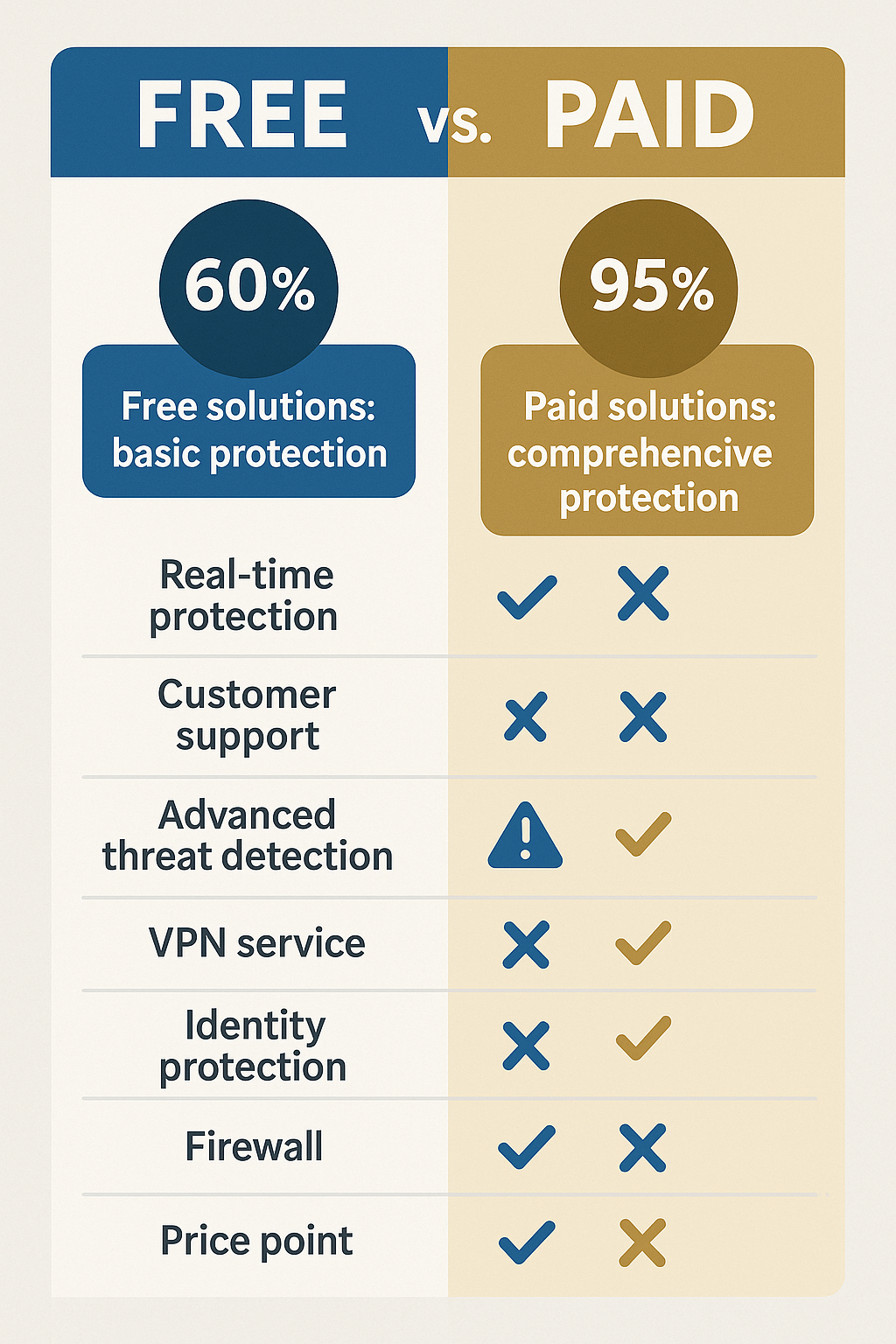 malware protection tools - free vs paid tools infographic