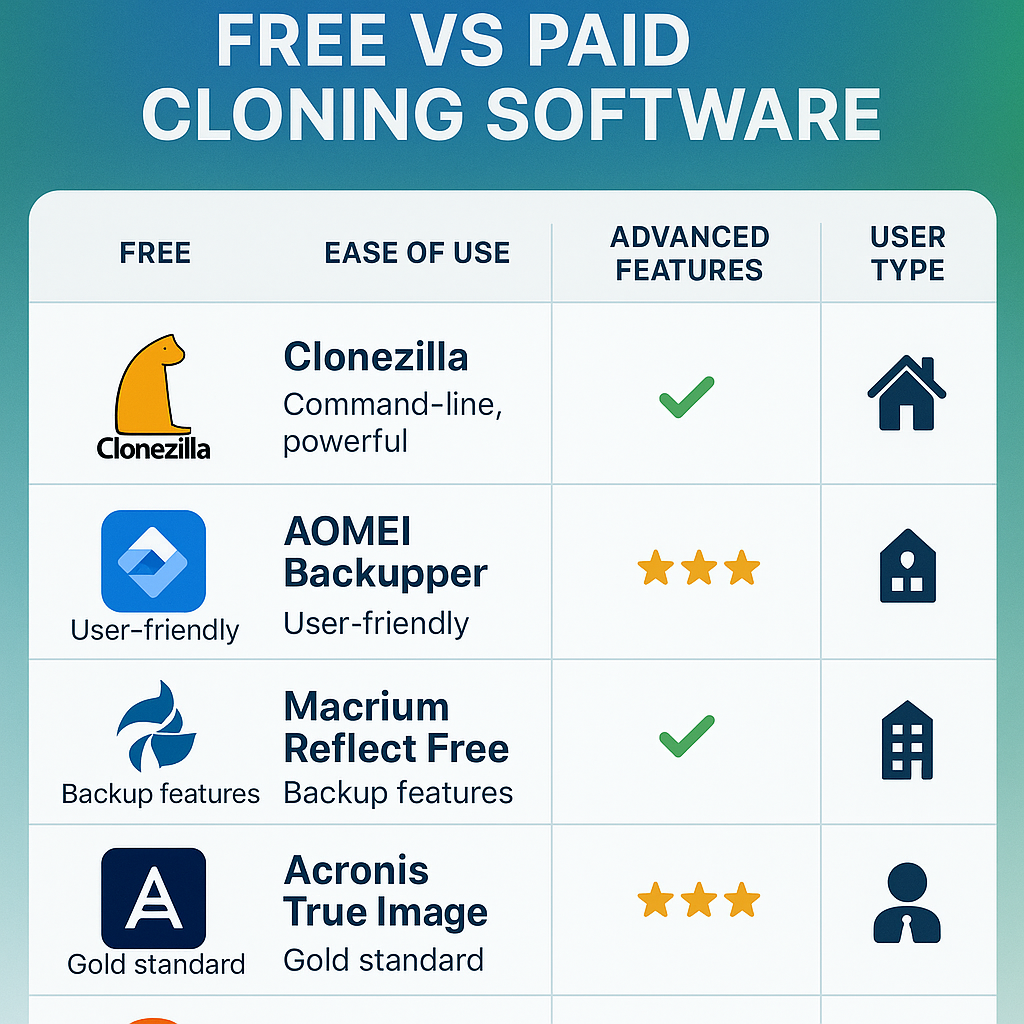 comparing free vs paid cloning software