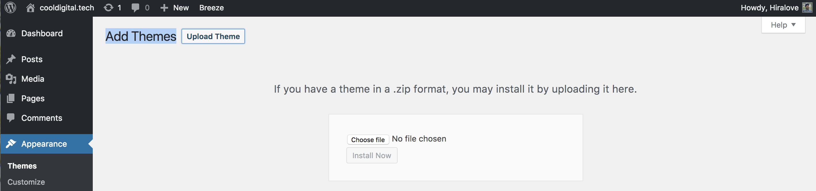 upload theme