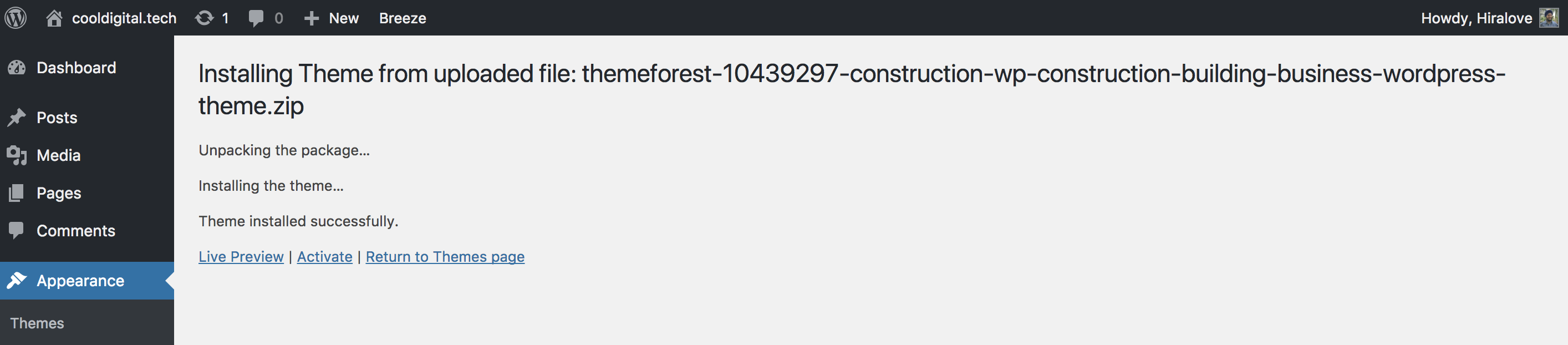 Installing Theme