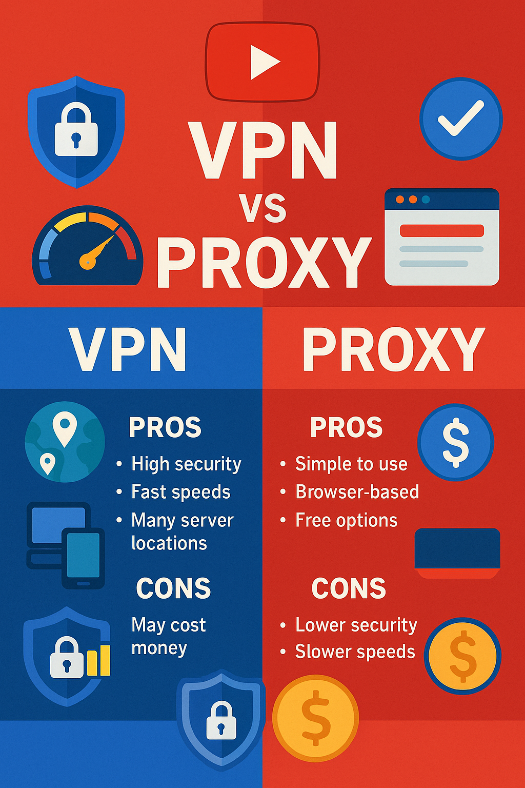 VPN vs Proxy for YouTube unblocking