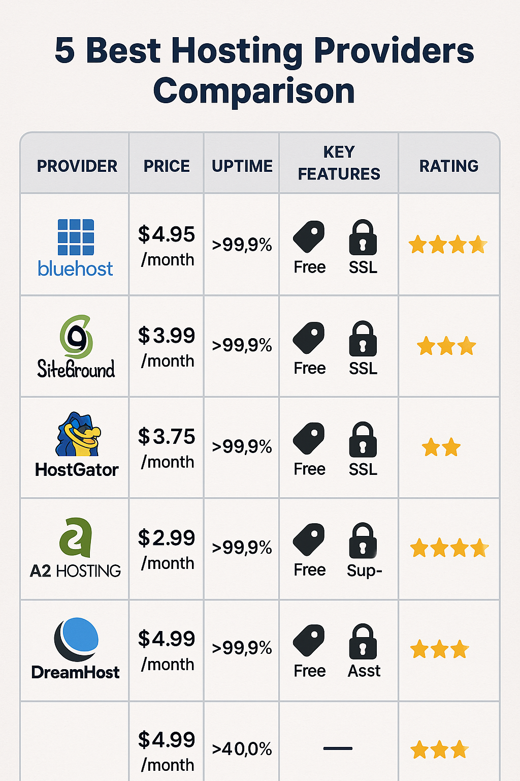web hosting providers comparison