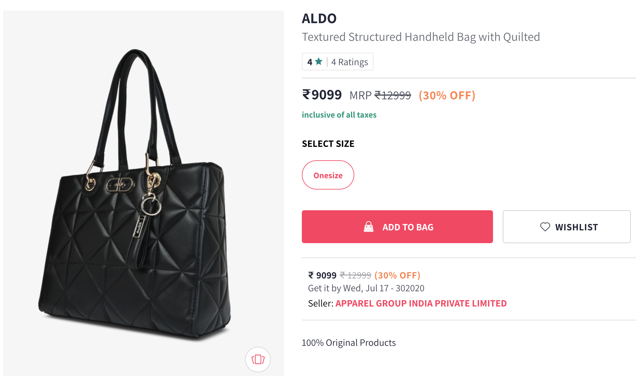 ALDO - Textured Structured Handheld Bag with Quilted