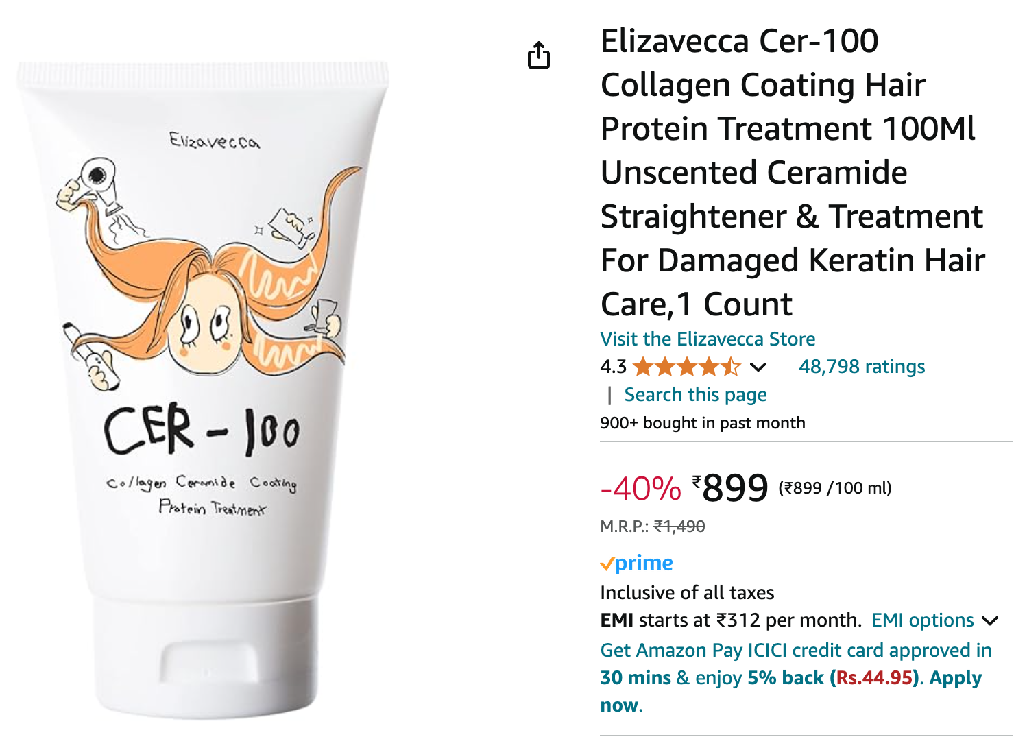 Elizavecca Cer-100 Collagen Coating Hair Protein Treatment
