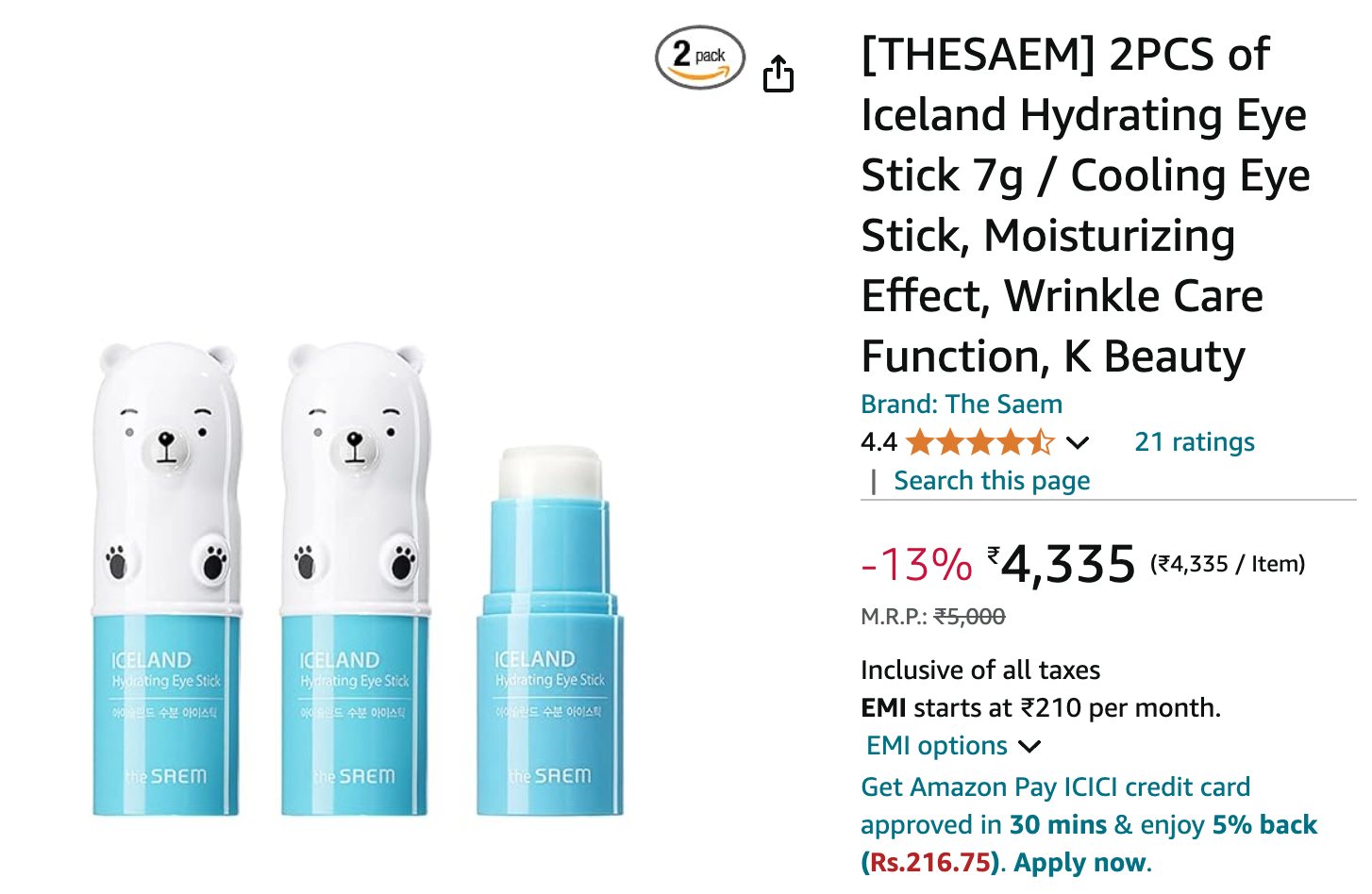 THESAEM Iceland Hydrating Eye Stick 0.24oz