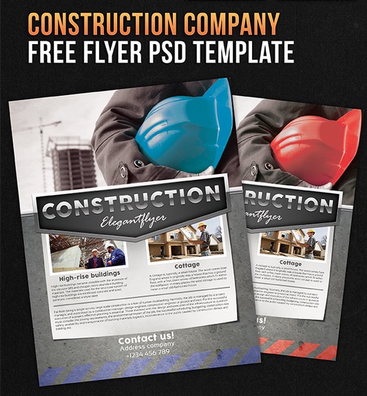 Construction company – Free Flyer PSD Template + Facebook Cover