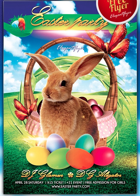 Easter party – Free Flyer PSD Template + Facebook Cover