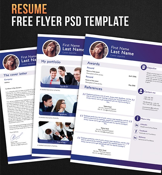 Resume : CV Free PSD Template