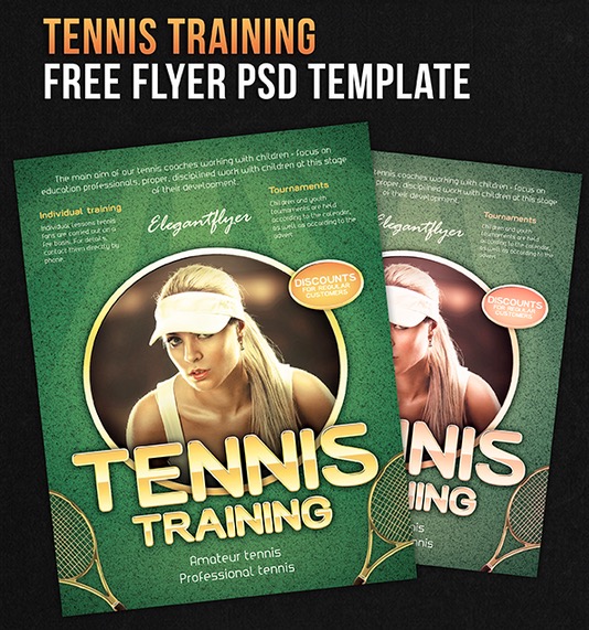 Tennis training – Free Flyer PSD Template + Facebook Cover