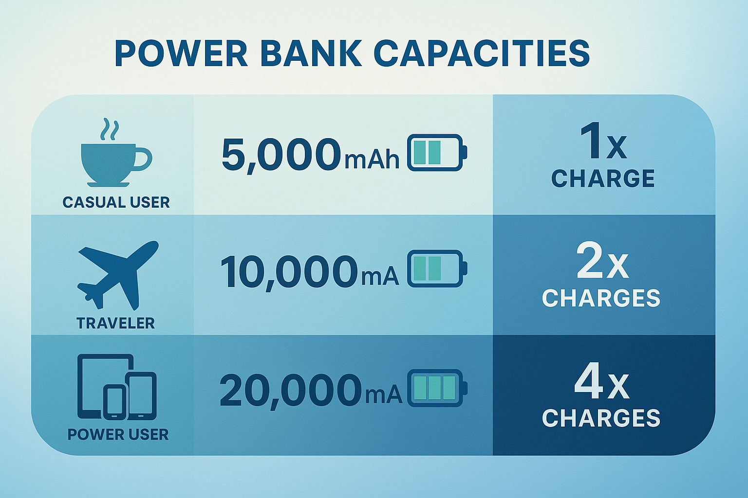 power bank capacities